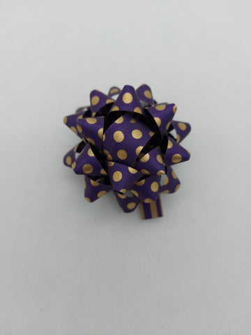 Purple With Gold Spots Star Bows - Pack of 100
