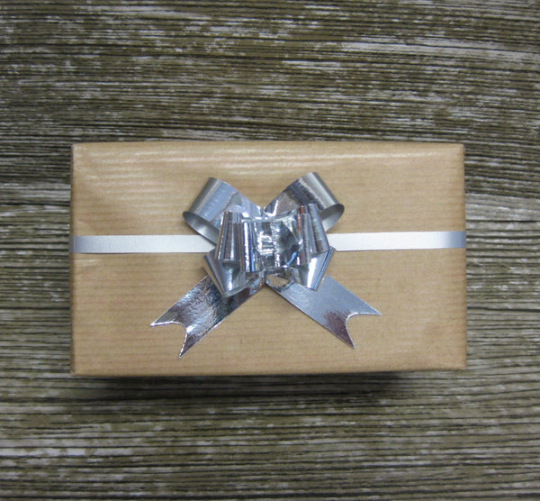 Small Shiny Silver Pull Bows-Small Silver Bows