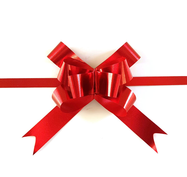 Red Metallic Pull Bow-Red Xmas Bow