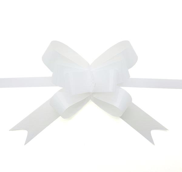 White Pull Bows-White Xmas Bows-White Pull-up Bows
