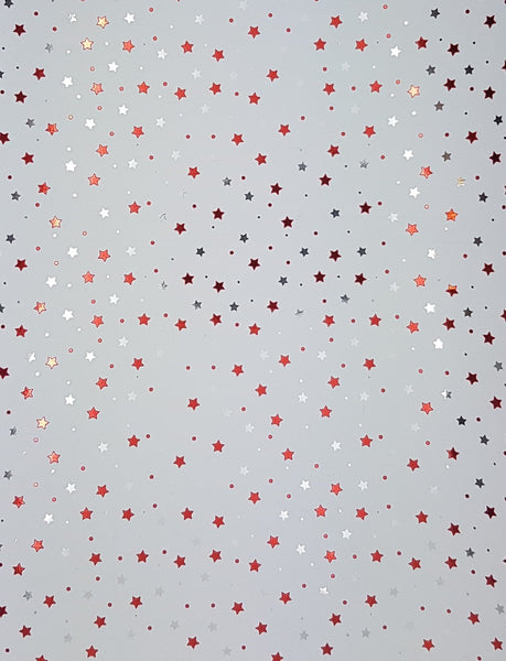 White Christmas Gift Wrap Red Tiny Stars Design - Hallons