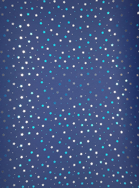 Navy Blue Gift Wrap Aqua Tiny Stars Design - Hallons