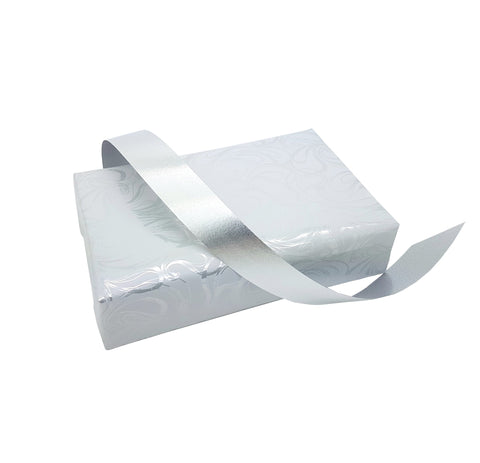 Metallic Silver Poly Tear Ribbon-Silver Polypropylene Ribbon