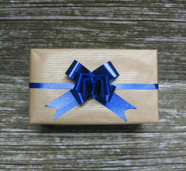 Small Metallic Blue Pull Bow-Small Blue Bow