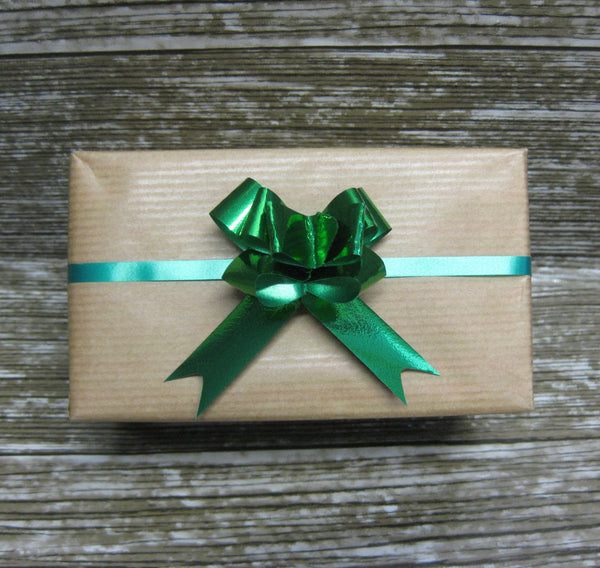 Small Shiny Green Pull Bows-Small Green Christmas Bows