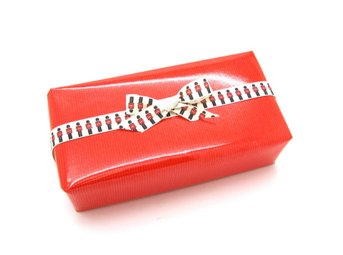 Red Gift Wrap Roll - Glossy Pinstripe - Hallons