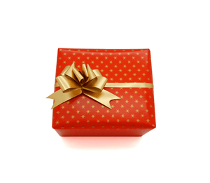 Red Gift Wrap - Tiny Gold Stars - Hallons
