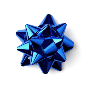 Shiny Blue Star Bows-Blue Self-adhesive Xmas Bows