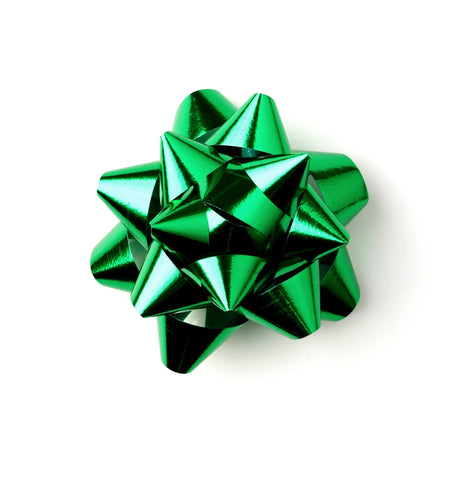 Shiny Green Star Bows-Shiny Green Xmas Bows