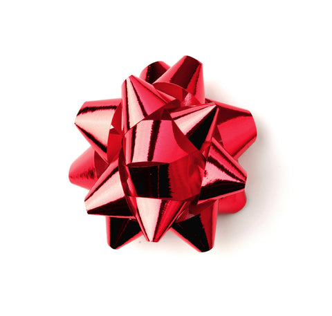 Shiny Red Star Bow-Shiny Xmas Bows-Red Self-adhesive Bows
