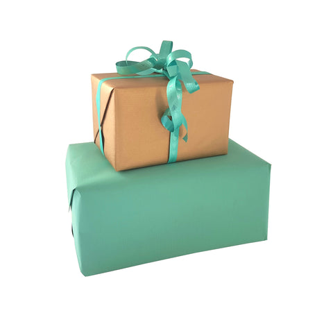 Teal Gift Wrap-Plain Teal and Gold Reversible Xmas Gift Wrap