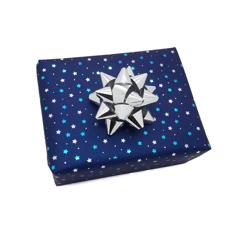 Dark Blue-Navy-Christmas Gift Wrap Tiny Stars-Small Pattern